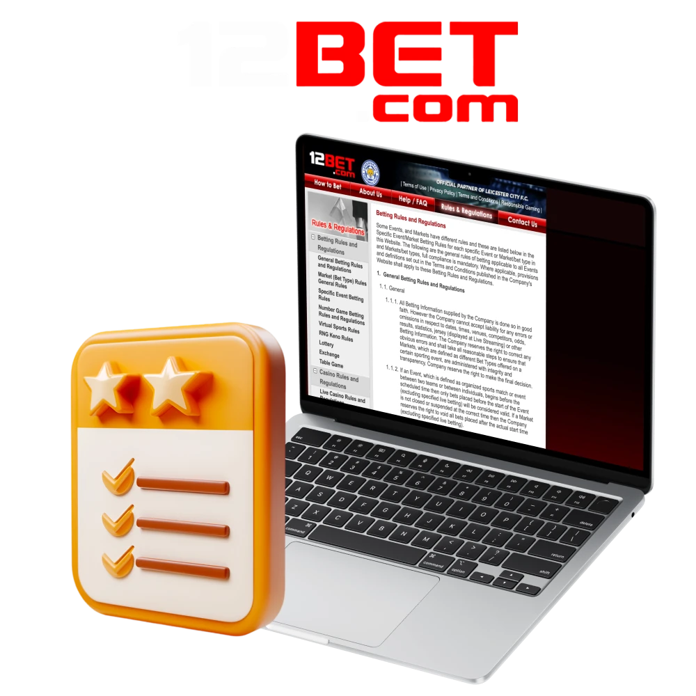 Full acceptance of the 12Bet terms and conditions is mandatory for all users.