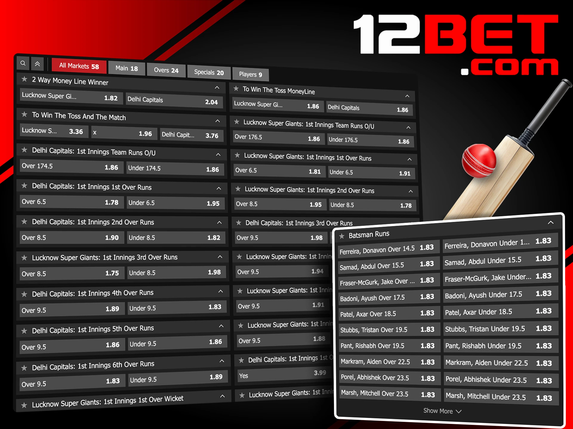 Explore the Various Betting Markets at 12Bet