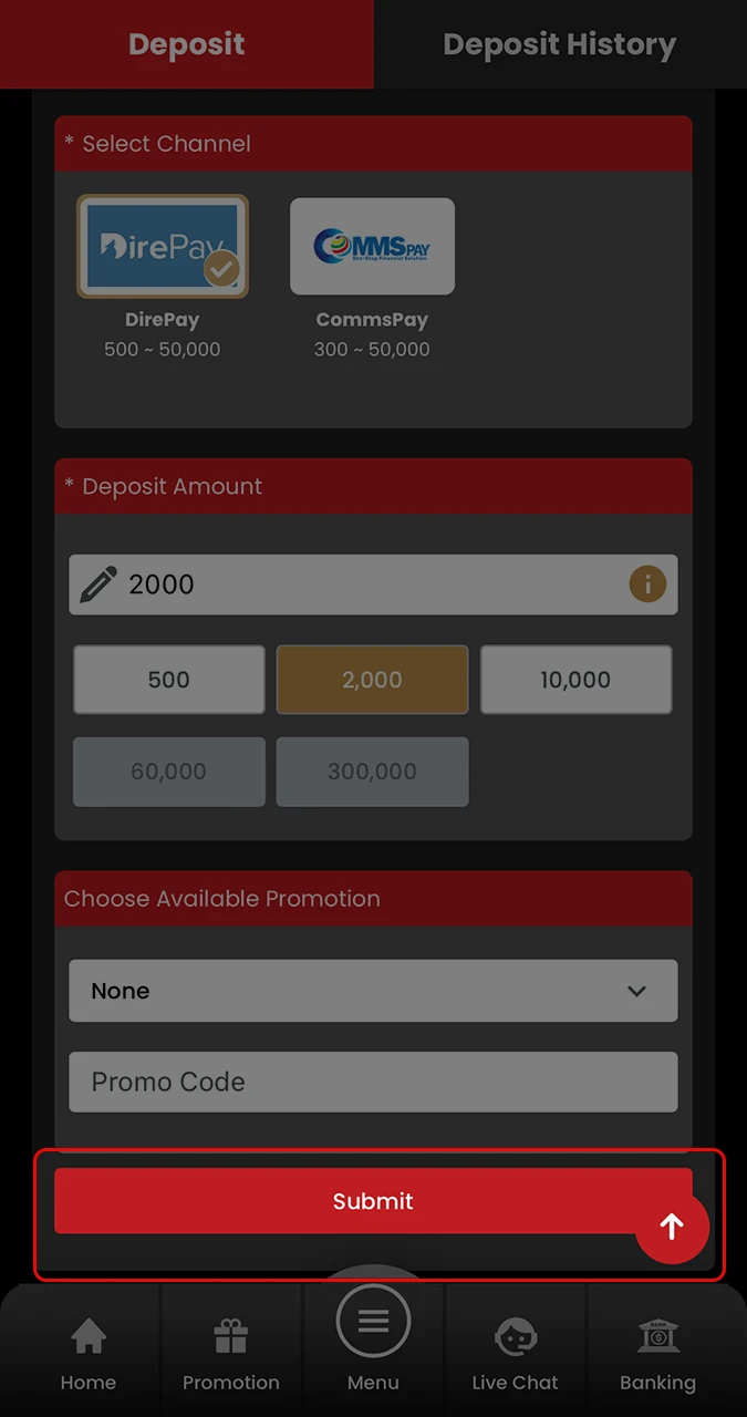 Finish your top-up on the website and head over to your favorite betting or gaming section.
