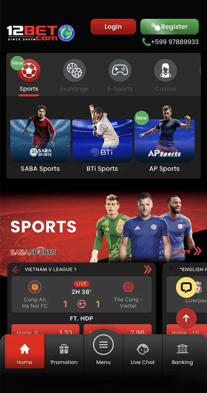 Feel the adrenaline of live sports betting with the 12Bet mobile experience.