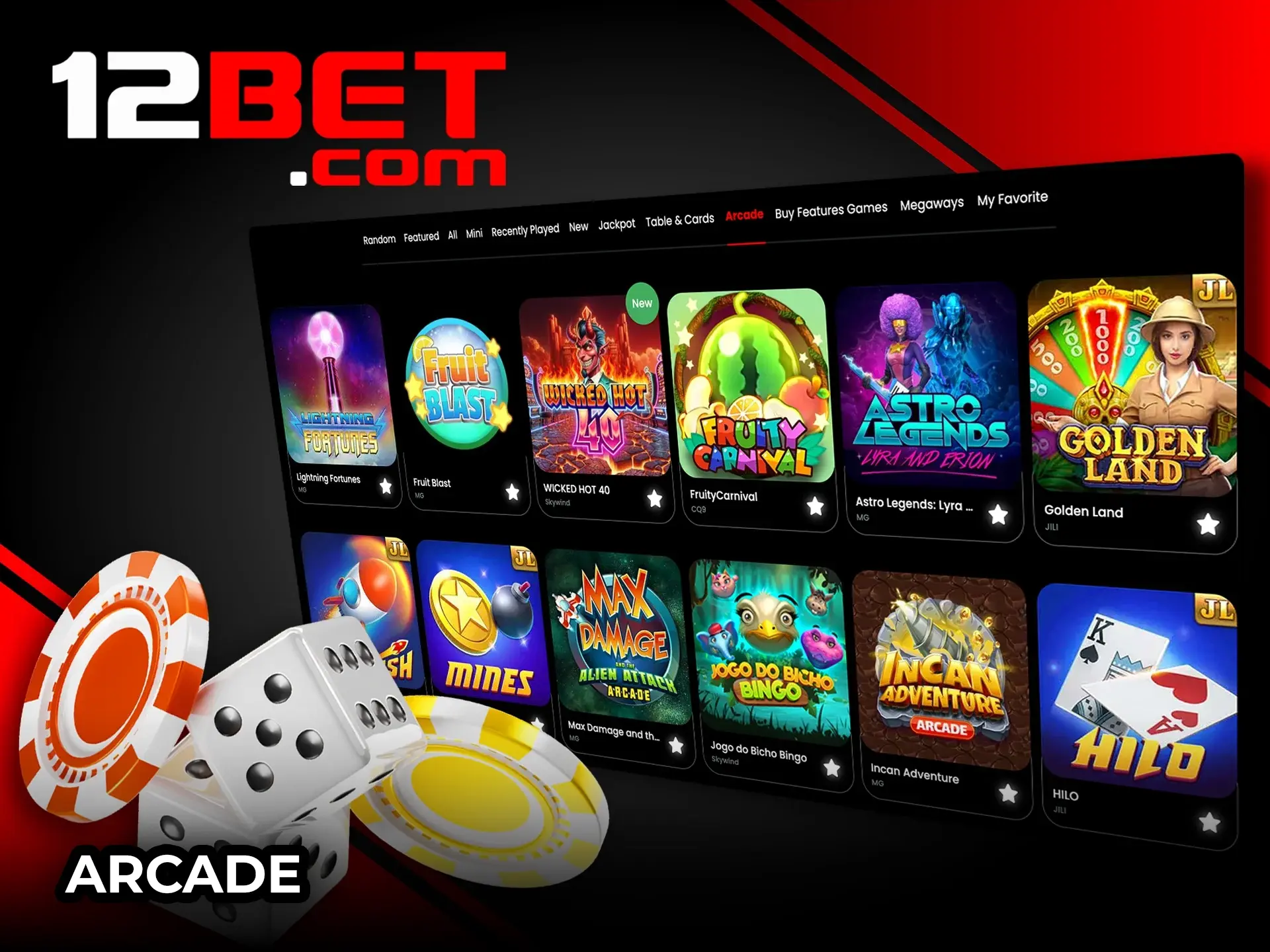 Dive into the fun with 12Bet arcade games.