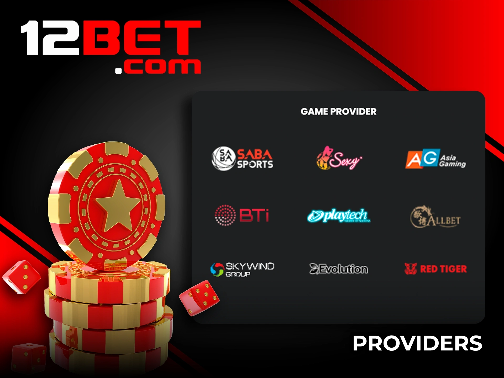 Discover the software developers powering the games at 12Bet.