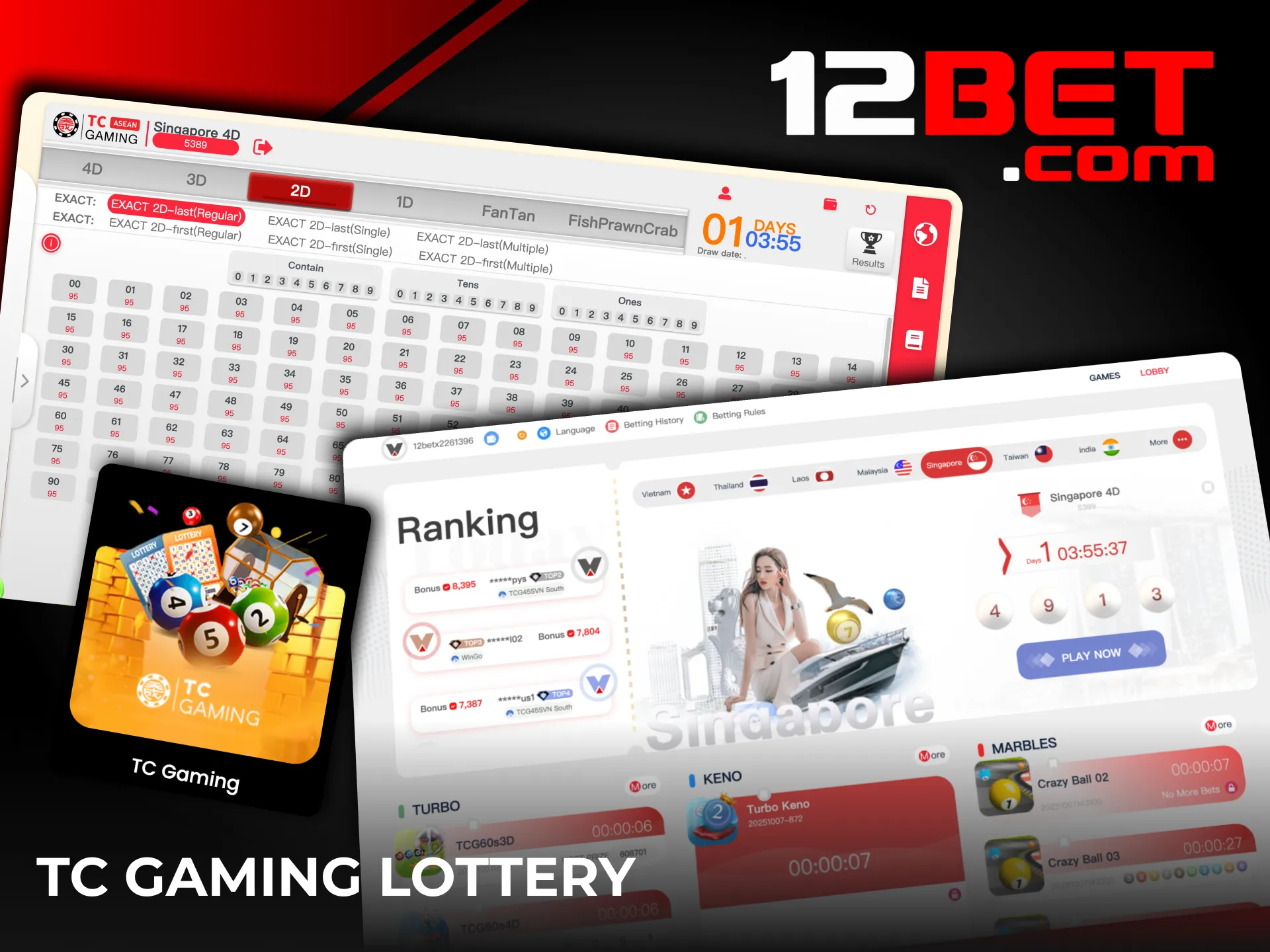 Master the art of lottery strategy with TC Gaming titles at 12Bet.